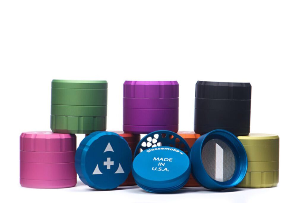 Colorful anodized aluminum herb grinders.